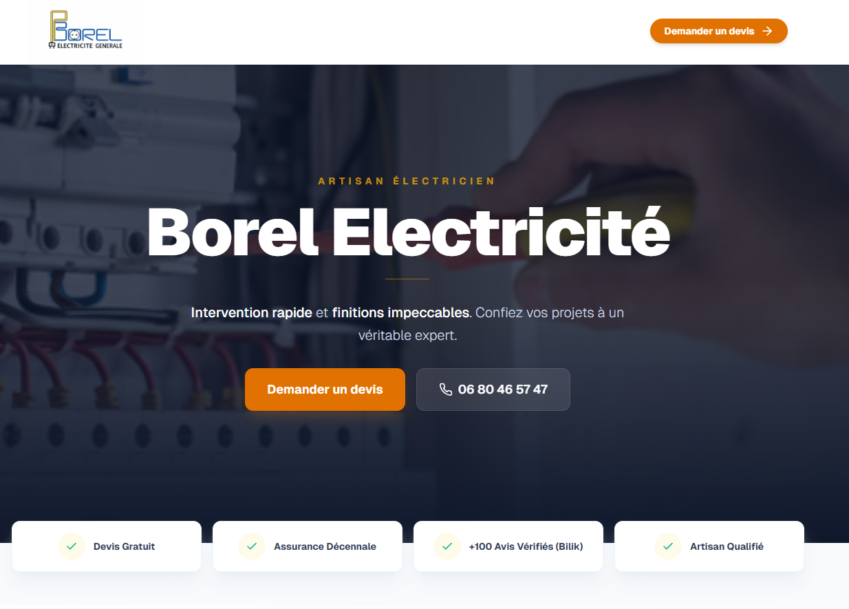 Site vitrine Borel Électricité — artisan électricien
