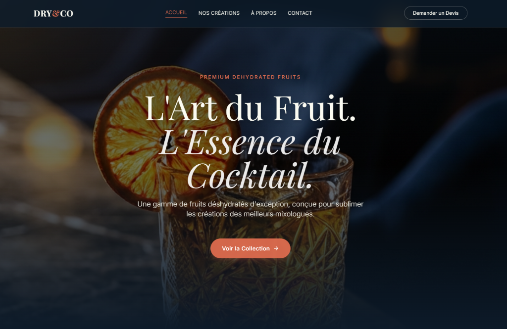 Site vitrine Dry&Co — fruits déshydratés artisanaux